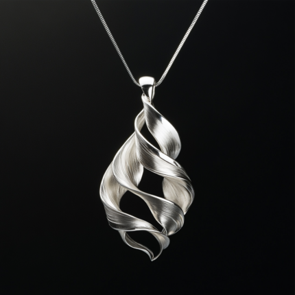 Colgante espiral de plata 950 hecho a mano, diseño minimalista y elegante, joya artesanal de Cusco, Perú.